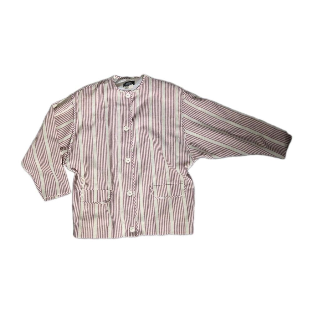 Vintage Simone Alexander Patty Woodard Rose Stripe Linen Blend Jacket 9/10 GUC